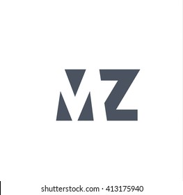 MZ Logo. Vector Graphic Branding Letter Element. White Background