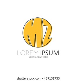 MZ Logo. Vector Graphic Sphere Branding Letter Element. White Background