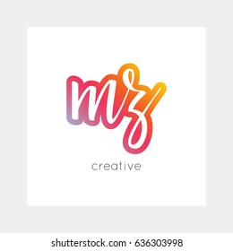 MZ logo, vector. Useful as branding, app icon, alphabet combination, clip-art.