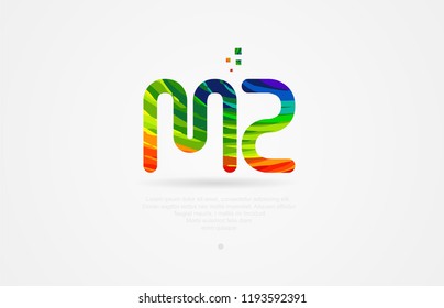 mz m z alphabet letter logo icon combination design with rainbow color