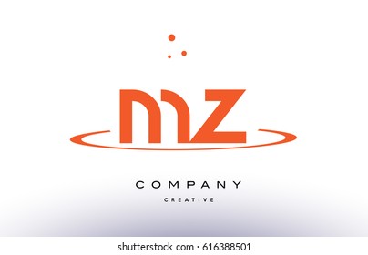 MZ M Z creative orange swoosh dots alphabet company letter logo design vector icon template