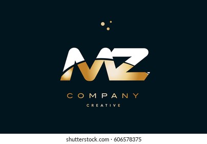 Mz M Z White Yellow Gold Stock Vector (royalty Free) 606578375 