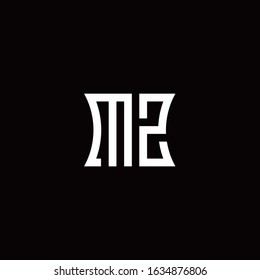 MZ monogram logo with curved side style design template