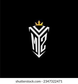 MZ monogram logo initial for shield  crown style design