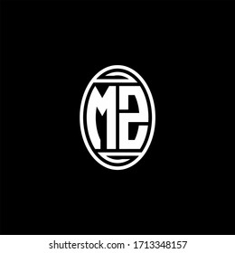 Logotipo monogramo MZ aislado en la plantilla de diseño de formas giratorias ovaladas