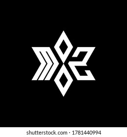 MZ monogram logo with star shape and luxury style design template