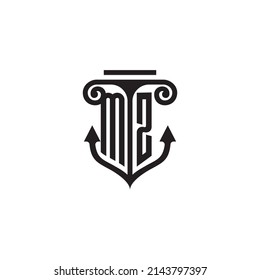 Logotipo del concepto de combinación de pilares y anclas MZ en diseño de alta calidad