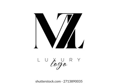 MZ  Serif Letter Monogram Typography Logo for Elegant Premium Branding Identity