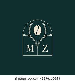 MZ Diseño de logotipo único y simple combinación de letras y grano de café