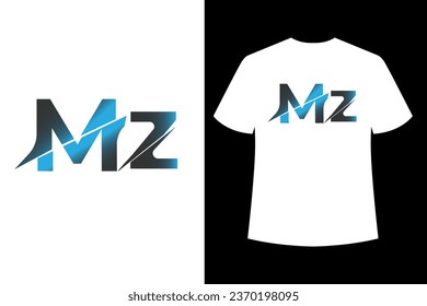 MZ Vector branding identity corporate logo letter MZ vector t shirt design and flat design MZ logo white t shirt design  template