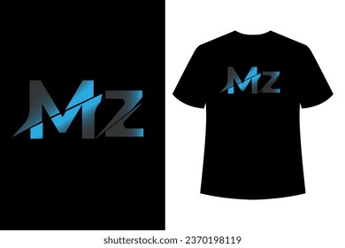 MZ Vector Marke Identität Firmenlogo Brief MZ Vektorgrafik Shirt Design und flaches Design MZ Logo schwarz T Shirt Design Vorlage