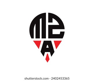 diseño de logotipo de la forma de ubicación de la letra MZA