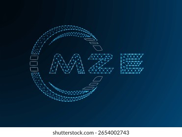 MZE Low-Poly-Buchstaben-Logo, Vektordesign. MZE Logodesign mit niedrigem Poly. Low-Poly-Logo