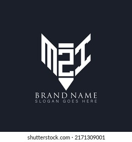 MZI Diseño unico de logotipo de letras vectoriales llanas y abstractas únicas.