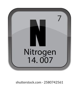 N 7 seven. Nitrogen name symbol. 14.007 atomic mass. Periodic table block.