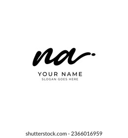 N, A, NA Initial letter handwritten and signature vector image logo