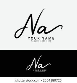 N, A, NA Initial letter logo. Alphabet NA Handwritten Signature logo