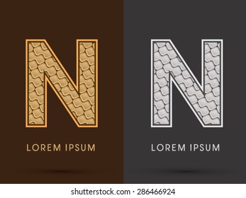 N, Abstract Font, Text, Typography, concept  luxury gold and silver pattern, graphic vector