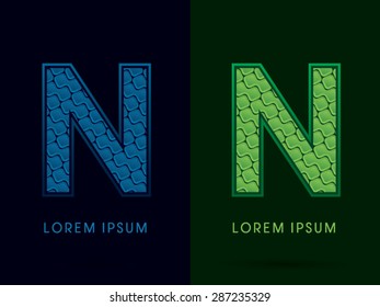 N, Abstract Font, Text, Typography, concept luxury natural blue and green, pattern, graphic vector