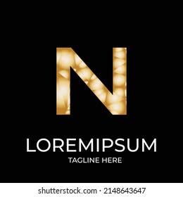 N abstract gold logo design vector