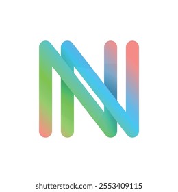 N abstract gradient letter logo design