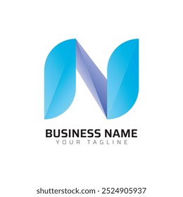 N abstrato moderno minimalista premium tipografia 3d carta colorido logotipo modelo de design