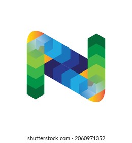 N abstract multi color logo 