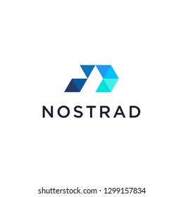 N abstract technology logo design