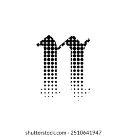 Ilustración vectorial de icono de logotipo de efecto punteado de semitono de alfabeto n eps