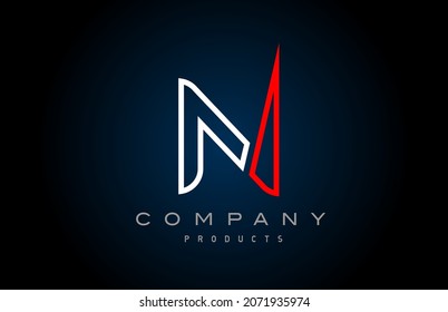 N alphabet letter logo icon in white red. Creative design for company and business 
