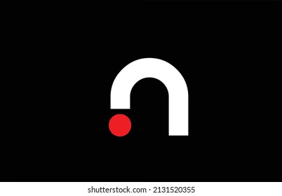 N alphabet letter logo icon design. Creative template for company and business with red dot in black and white