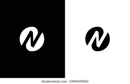 N alphabet letter logo icon in black and white.