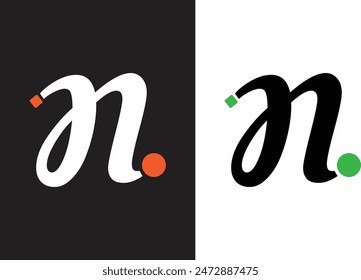 N Alphabet Letter Logo Icon in Black and White luxury design 2 Concepts