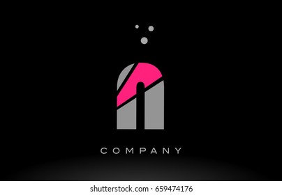 n alphabet letter logo pink grey black creative company vector icon design template