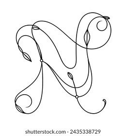 Ilustración de vector de arte de línea de alfabeto N