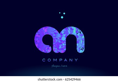 an a n alphabet pink blue bubble circle dots creative letter company logo vector icon design template