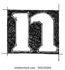 N alphabet Sketchbook vector 