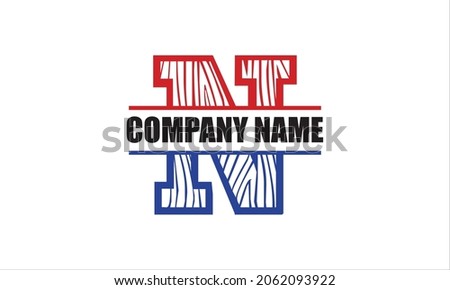 N Alphabet split letter flag abstract monogram vector logo template