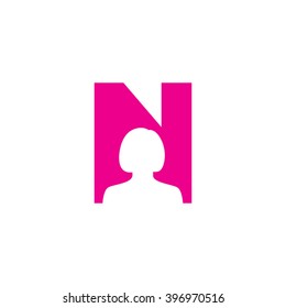 N alphabet woman avatar business letter logo pink