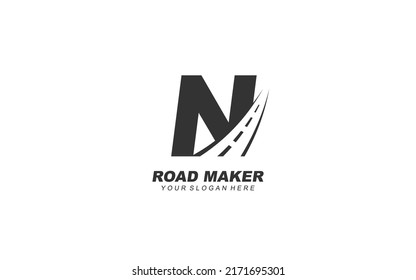 N asphalt logo design inspiration. Vector letter template design for brand.
