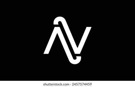N, AV Logo Design Icon, editable en formato de Vector en color blanco y negro
