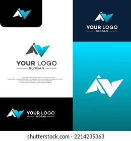 N, AV, VA letter logo design template elements. Modern abstract digital alphabet letter logo. Vector illustration.