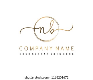 N B Initial handwriting logo vector