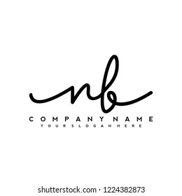 N B Initial handwriting logo vector