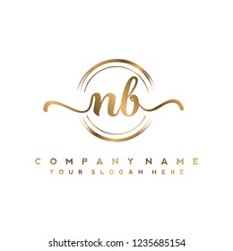 N B Initial handwriting logo vector