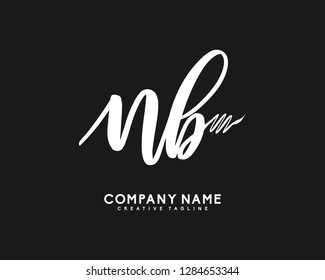 N B Initial Handwriting Logo Template Vector