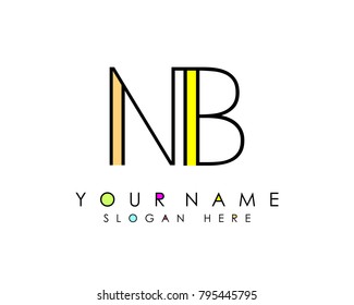 N & B initial minimalist logo template vector