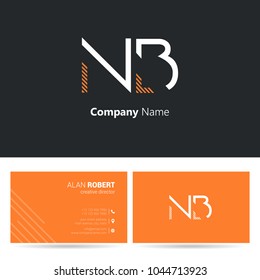 N & B joint logo stroke letter design with business card template 