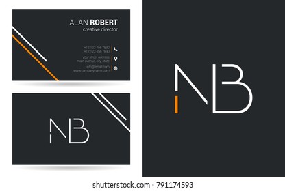 N & B joint logo stroke letter design with business card template