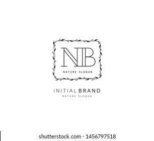 N B NB Beauty vector initial logo, handwriting logo of initial signature, wedding, fashion, jewerly, boutique, floral and botanical with creative template for any company or business.